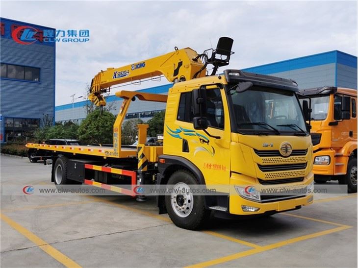 10Ton FAW Flatbed Wrecker Truck XCMG 8Ton Crane