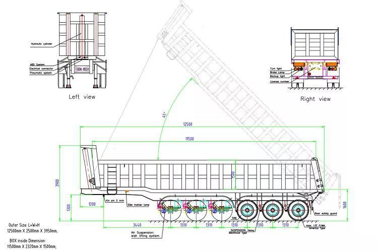 50Ton Dump Semi Trailer Draws