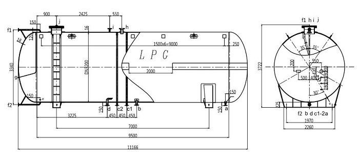 80cbm LPG Gas Tank Diagram