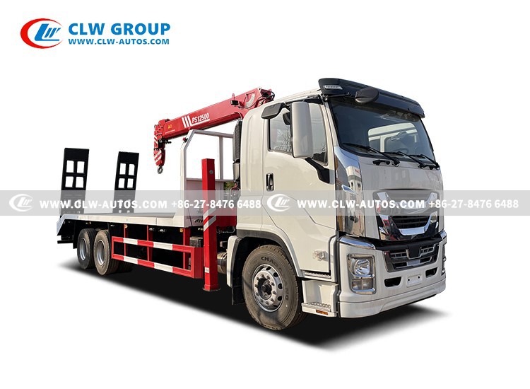 Isuzu Vc61 6X4 6u Engine 460HP Self Loading Flatbed Truck with 10t/12t/14t/16t Crane 
