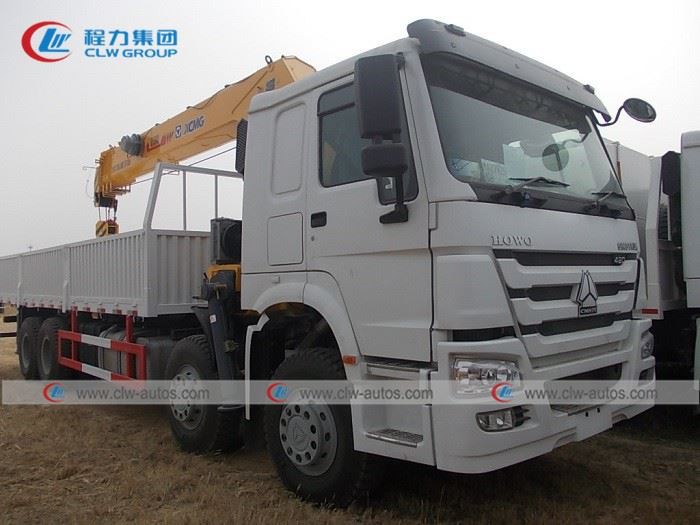 6*4 Howo Chassis With 8t Straight Telescopic Arm Crane 8 Tons Stiff Boom Crane Truck
