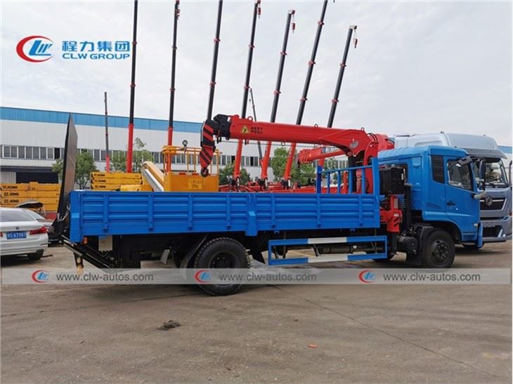 6Ton Dongfeng Kingrun Boom Crane Truck With 1 Ton Hydraulic Platform