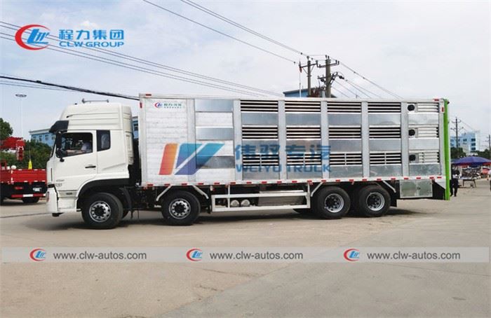 Aluminum Alloy Dongfeng 8X4 Pig Goat Cow Transport Van Truck
