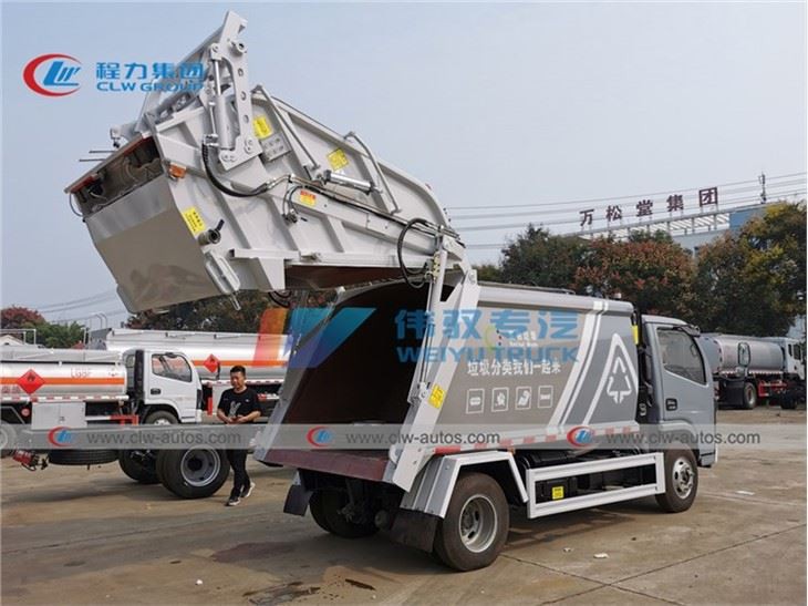 EURO 6 Dongfeng 3Ton~5Ton Home Waste Garbage Compactor Truck Rear Loader