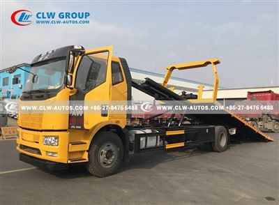 FAW J6L 4x2 10 Tons Flatbed Tow Truck For Breakdown Car Carrier