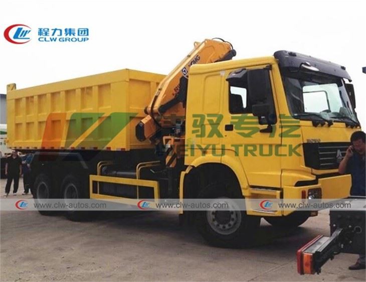 Howo 30tons Tipper Truck Mounted With Knuckle 5Tons XCMG Crane