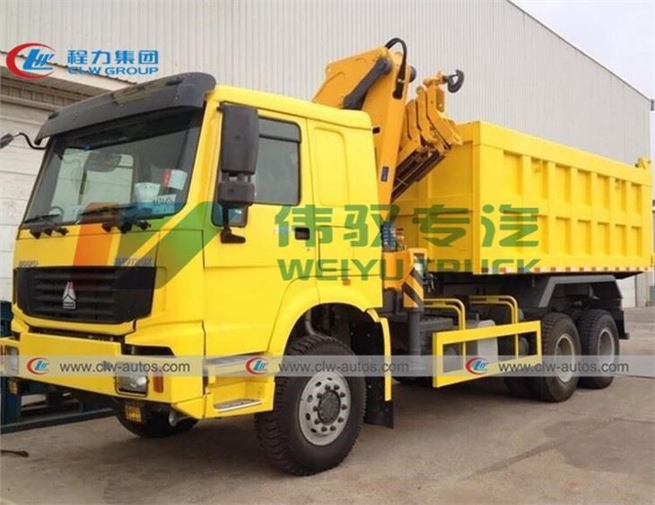 Howo 30tons Tipper Truck Mounted With Knuckle 5Tons XCMG Crane