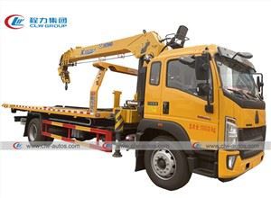 HOWO 3Tons Flatbed Tow Truck With XCMG Crane