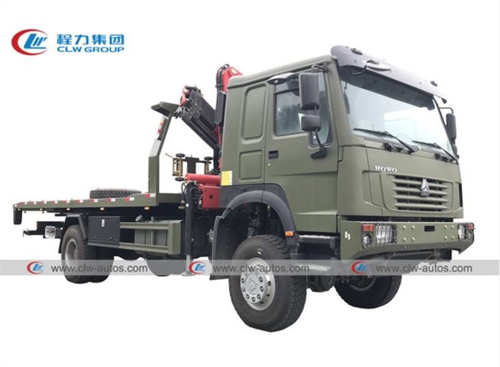 HOWO 5Tons Flatbed Towing Truck With Sany Crane