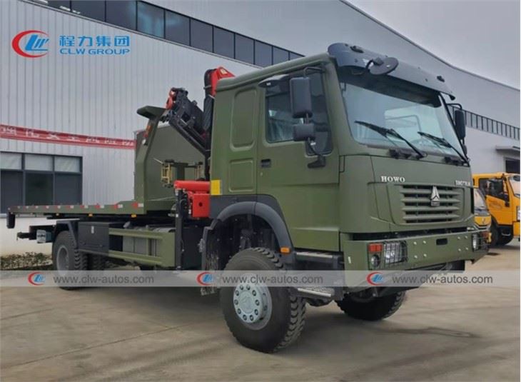 HOWO 5Tons Flatbed Towing Truck With Sany Crane