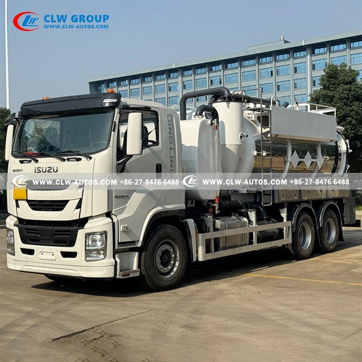 ISUZU 6X4 15M3 Stainless Steel Vacuum Sewage Jetting Truck