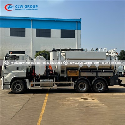 ISUZU 6X4 15M3 Stainless Steel Vacuum Sewage Jetting Truck factory