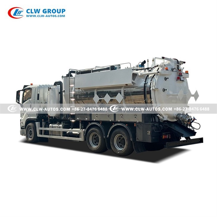 ISUZU 6X4 15M3 Stainless Steel Vacuum Sewage Jetting Truck