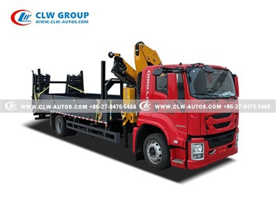 2.isuzu ftr flatbed truck with 6.3ton crane