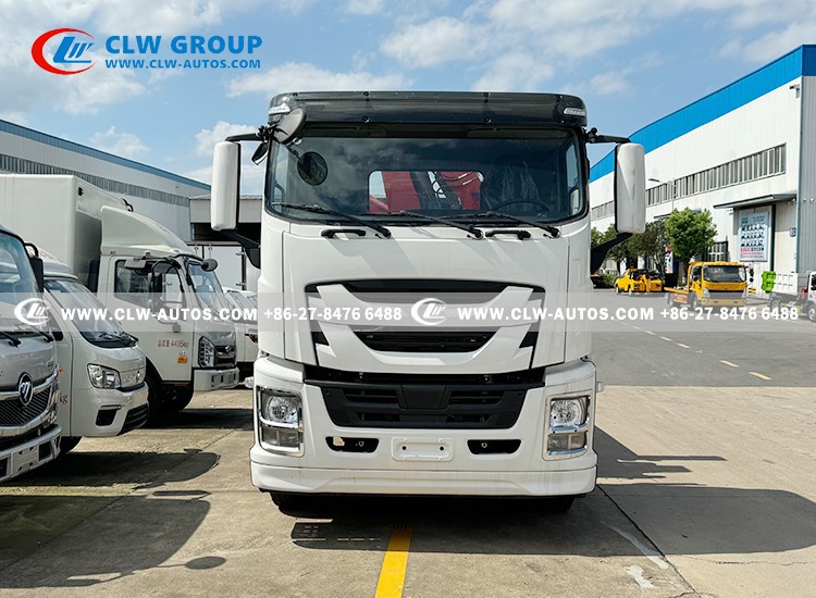 6isuzu 6x4 flatbed tow truck with crane