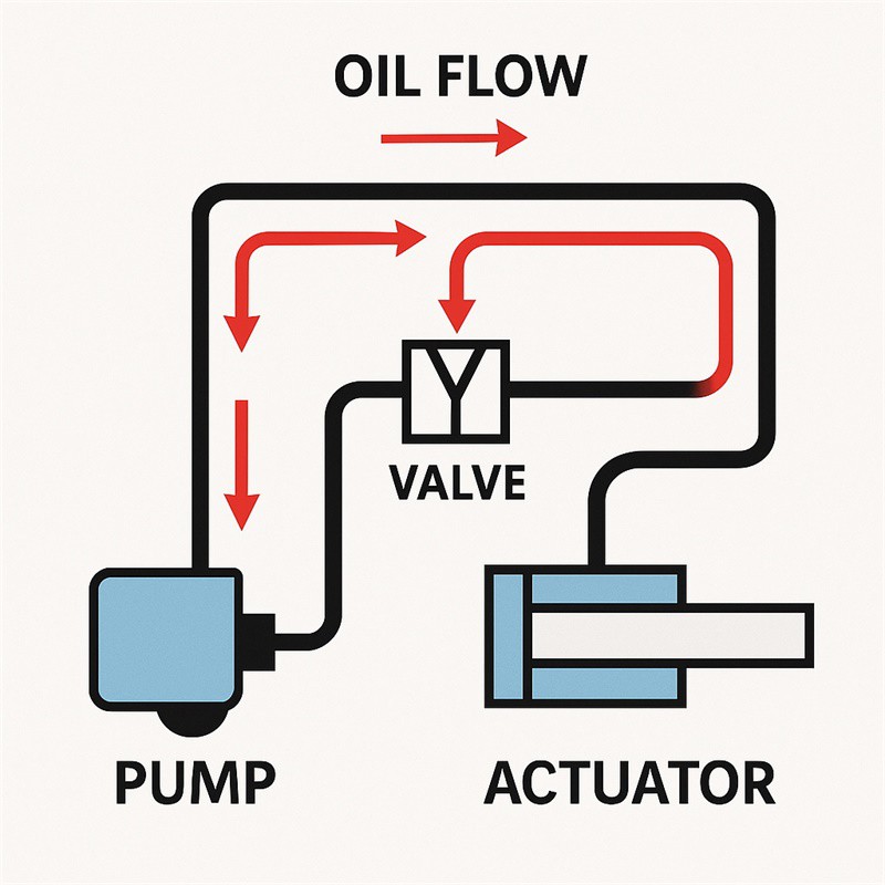 Basic hydraulic flow from pump to actuator