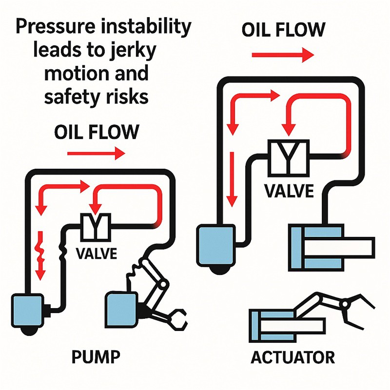 Pressure instability leads to jerky motion and safety risks