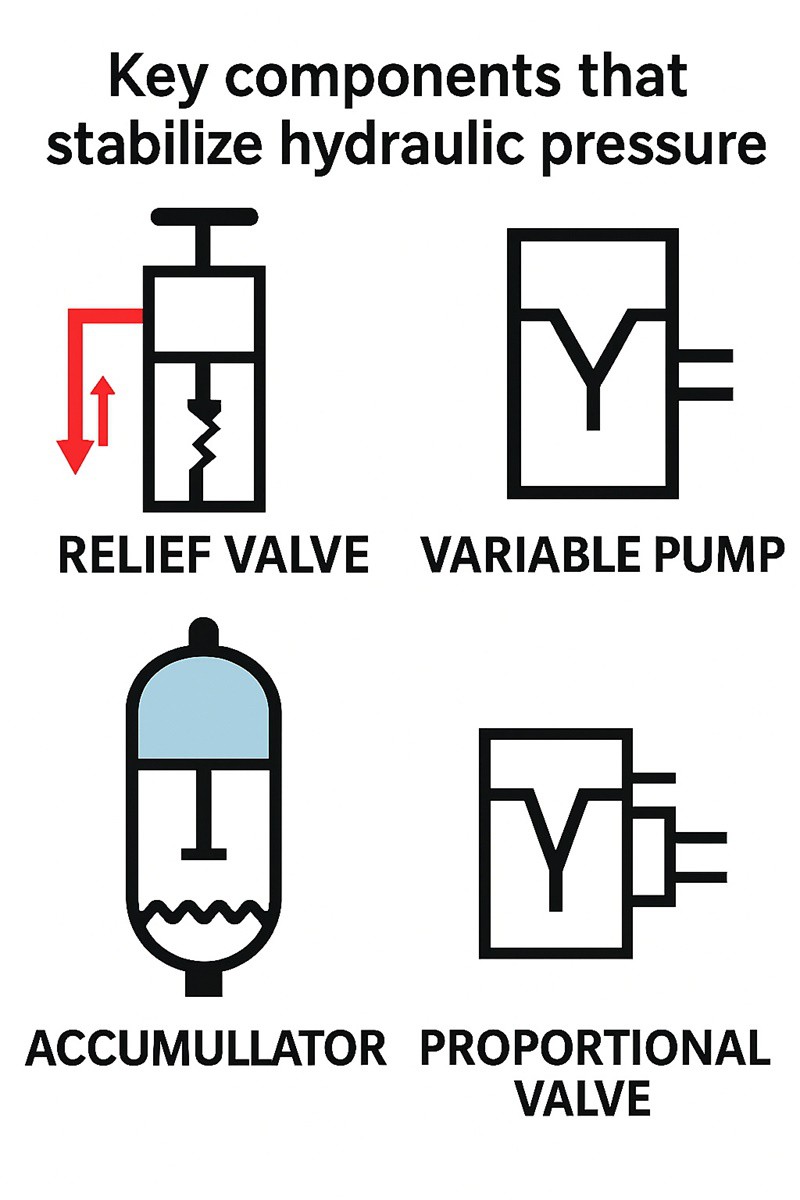 Key components that stabilize hydraulic pressure