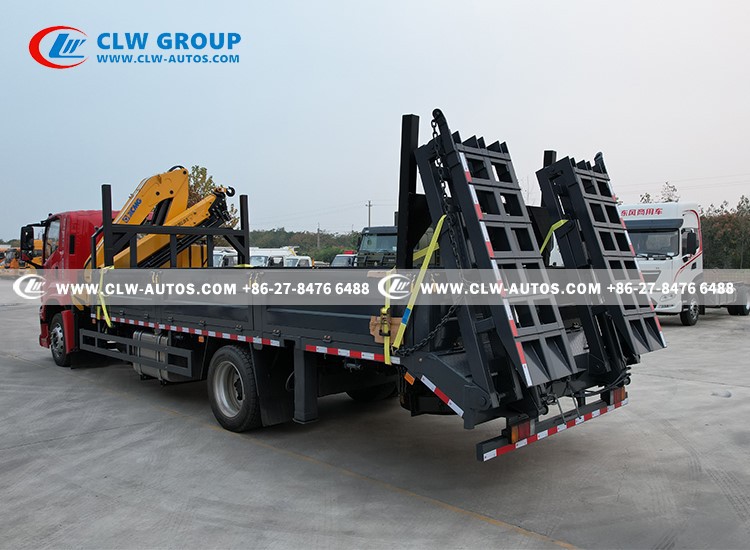 7isuzu ftr flatbed truck with xcmg 63ton crane