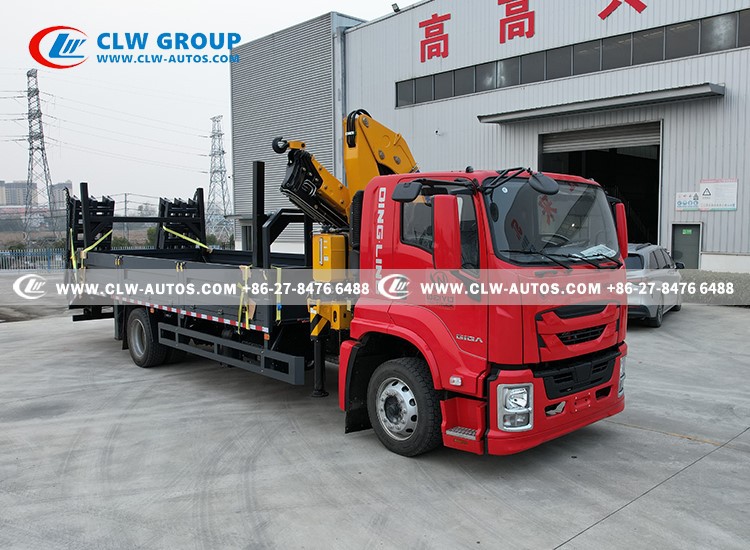 6isuzu ftr flatbed truck with 63ton crane