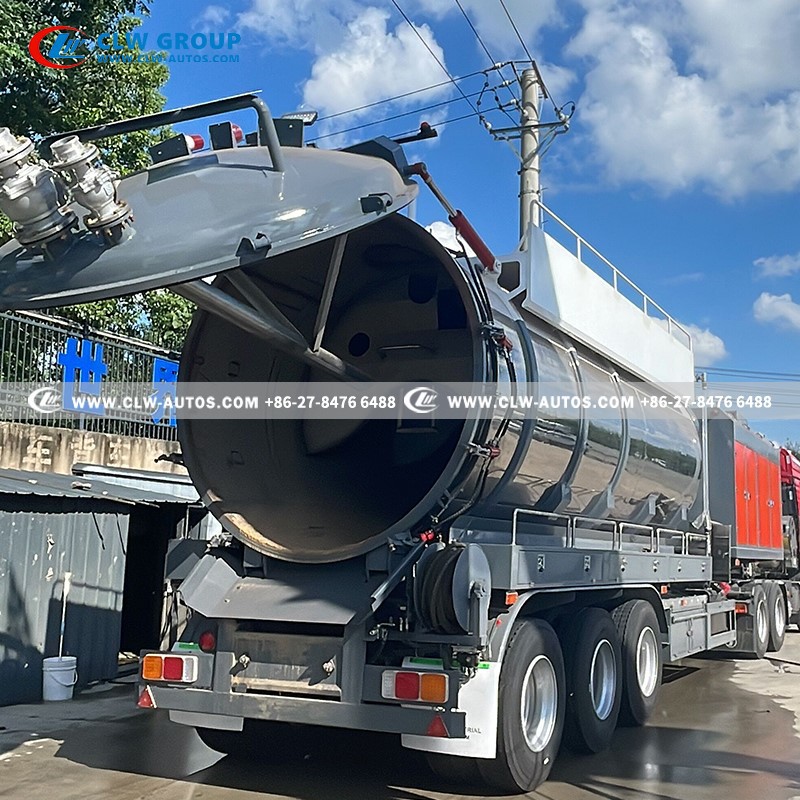 25cbm Stailess steel vacuumm semi-trailer hydraulic rear gate