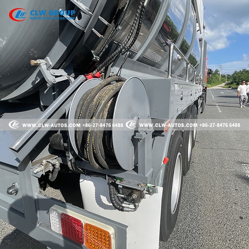 Stailess steel vacuumm semi-trailer with cleaning flushing fuction reel