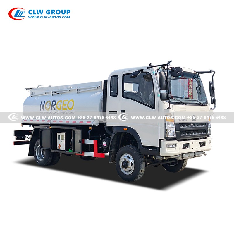 HOWO 4x4 5cbm Oil Fuel Tank Truck Mobile diesel Engine Fuel