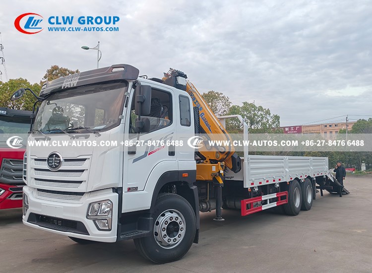 Heavy Duty Flatbed Truck with Folding Arm Crane