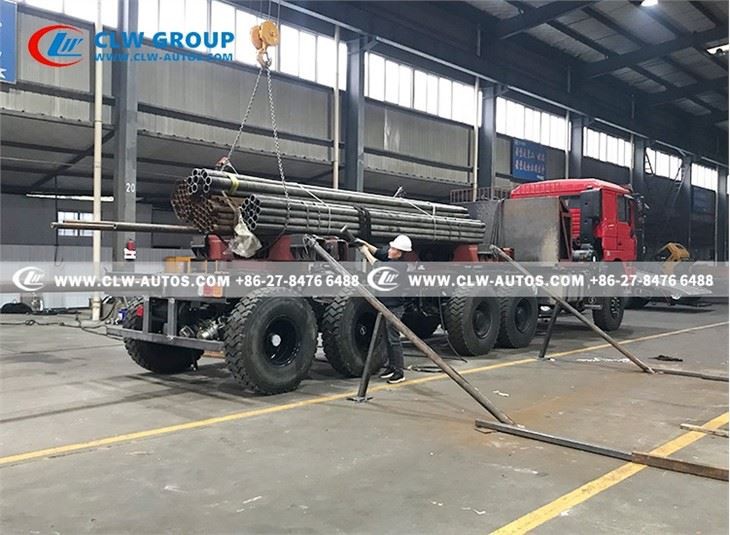 SHACMAN 6x6 30Tons Drilling Steel Pipe Transport Truck Trailer