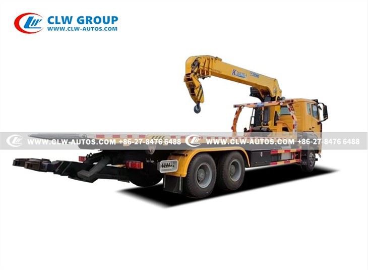 Sinotruk 16 Tons Flatbed Rollback Tow Truck With 12 Tons Crane