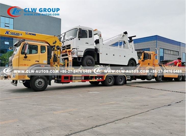 Sinotruk 16 Tons Flatbed Rollback Tow Truck With 12 Tons Crane