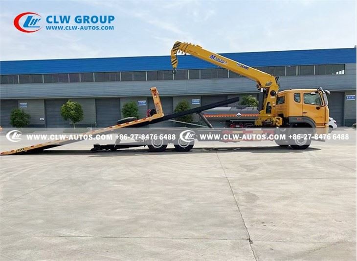 Sinotruk 16 Tons Flatbed Rollback Tow Truck With 12 Tons Crane