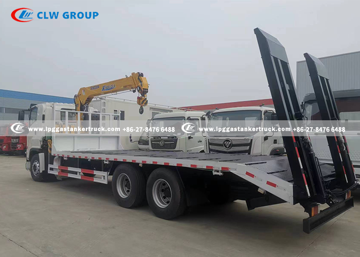 3isuzu 6x4 fvz flatbed tow truck with crane
